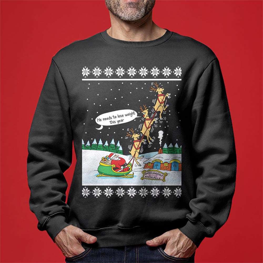 Funny Santa With Reindeer Ugly Sweater For Unisex