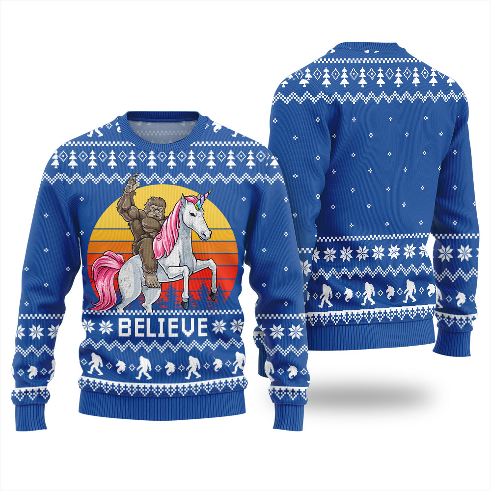 Bigfoot Believe Christmas Sweater Men - variant image 1