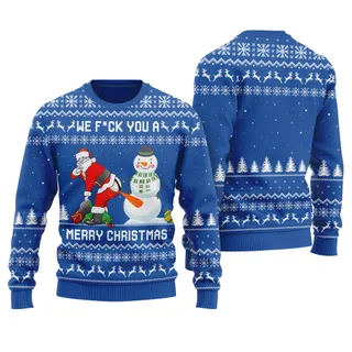 Naughty Santa Snowman Mens Ugly Christmas Sweater