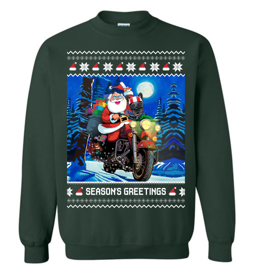 Seasons Greetings Santa Christmas Sweater Men