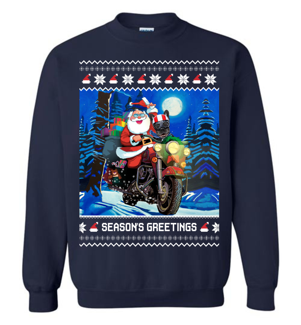 Seasons Greetings Santa Christmas Sweater Men