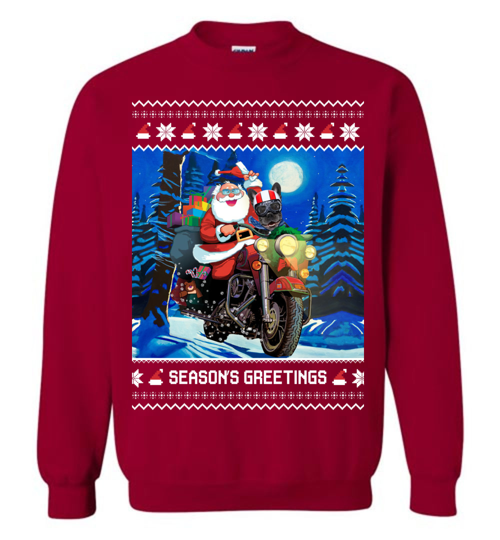 Seasons Greetings Santa Christmas Sweater Men
