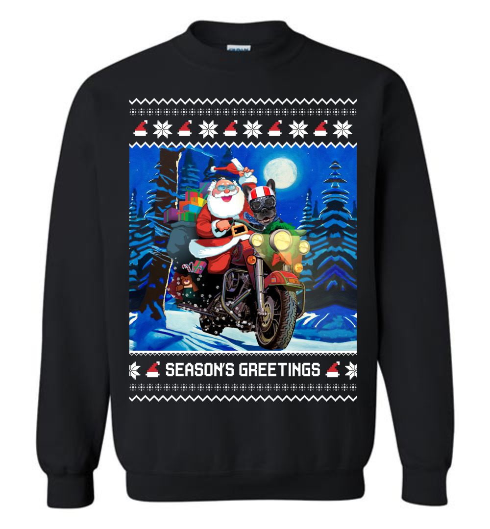 Seasons Greetings Santa Christmas Sweater Men