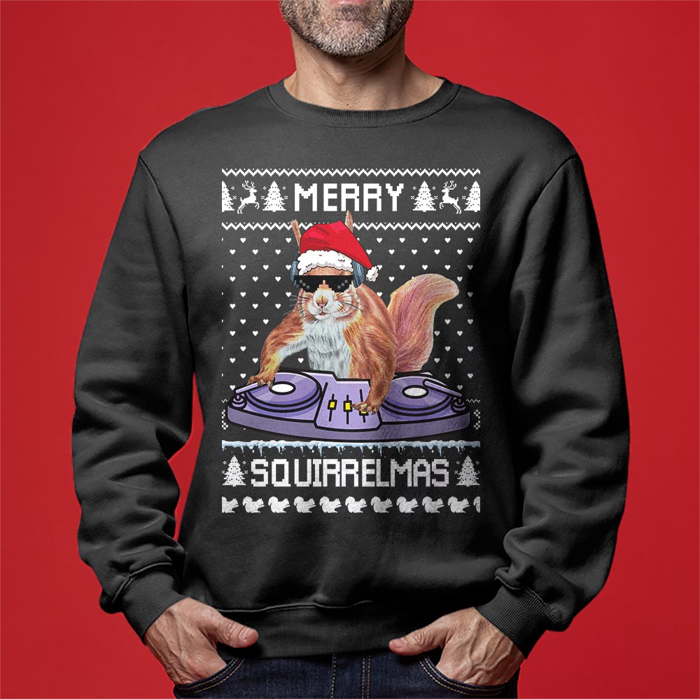 DJ Squirrel Men's Ugly Christmas Sweater