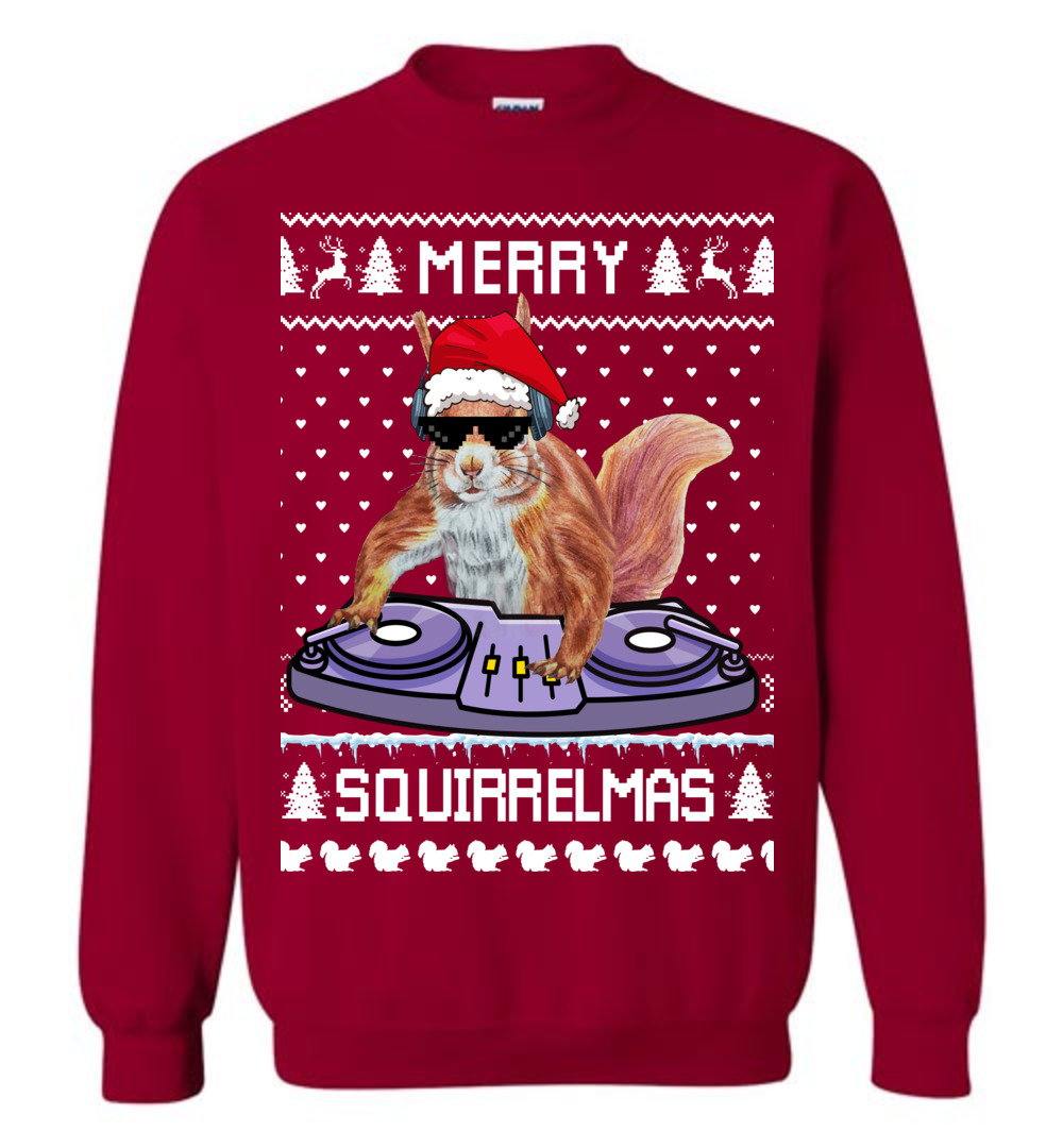 DJ Squirrel Men's Ugly Christmas Sweater