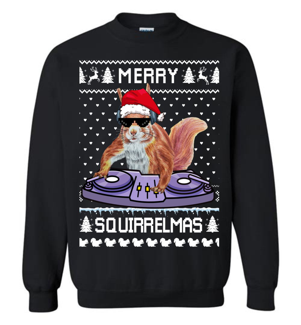 DJ Squirrel Men's Ugly Christmas Sweater