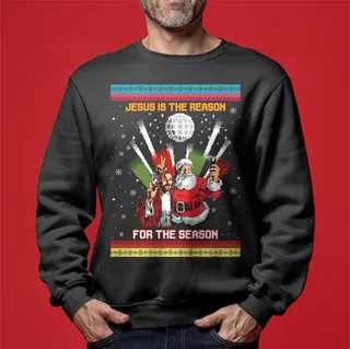 Santa Jesus In The Party Christmas Sweater Men