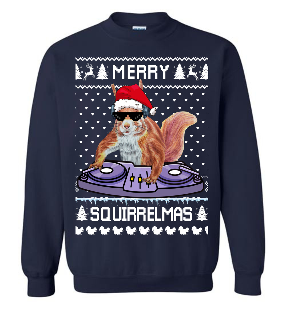 DJ Squirrel Men's Ugly Christmas Sweater