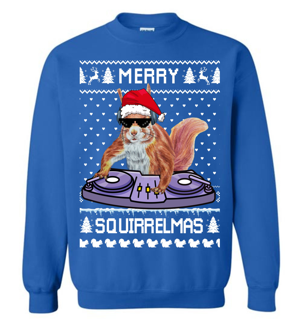 DJ Squirrel Men's Ugly Christmas Sweater