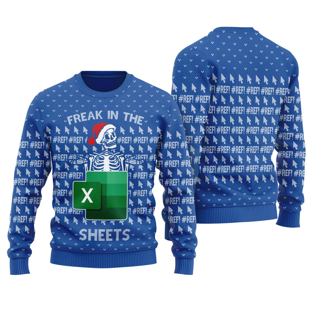 Skull Xmas Freak In The Excel Sheet Ugly Christmas Sweater - variant image 1