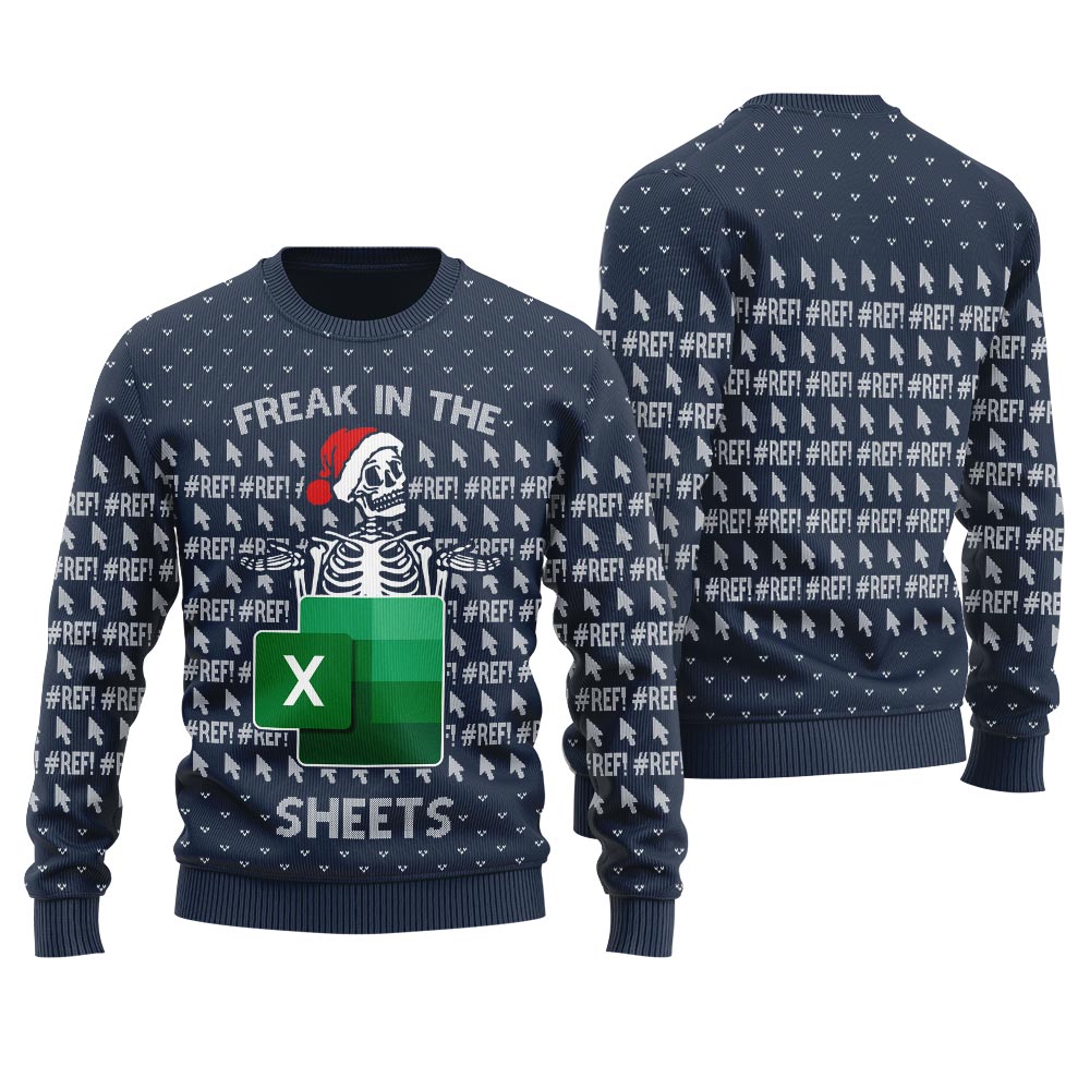 Skull Xmas Freak In The Excel Sheet Ugly Christmas Sweater