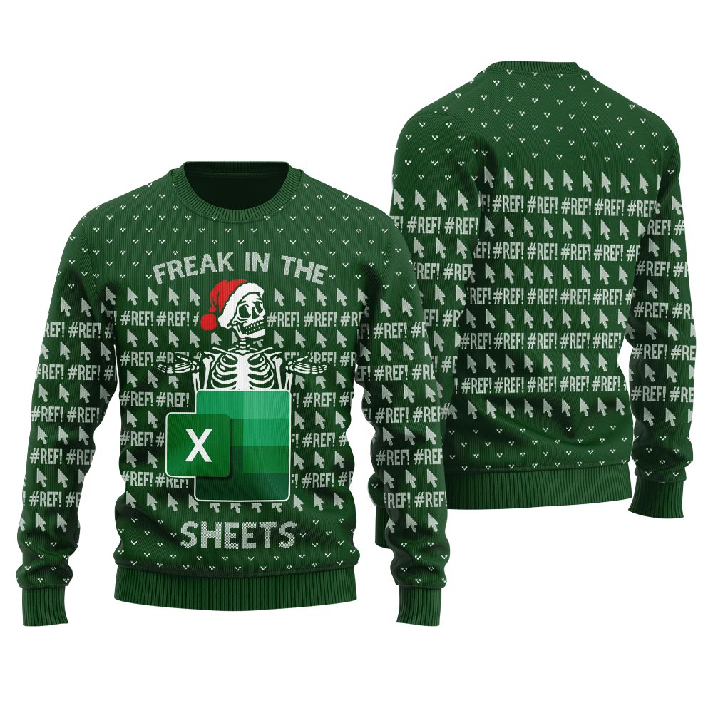 Skull Xmas Freak In The Excel Sheet Ugly Christmas Sweater