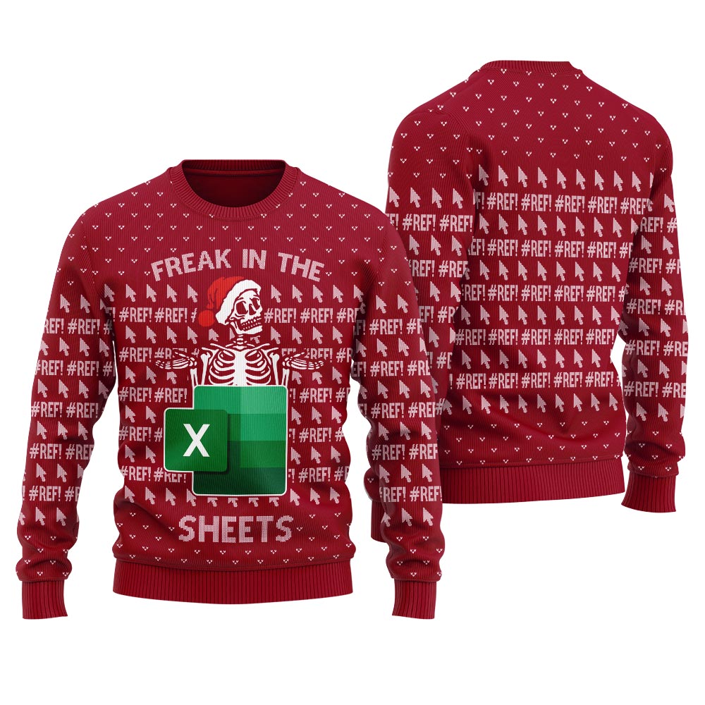 Skull Xmas Freak In The Excel Sheet Ugly Christmas Sweater