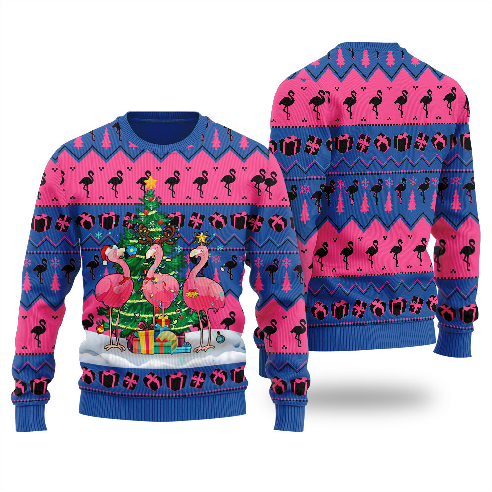 Merry Christmas Flamingo Men's Christmas Sweater - variant image 1