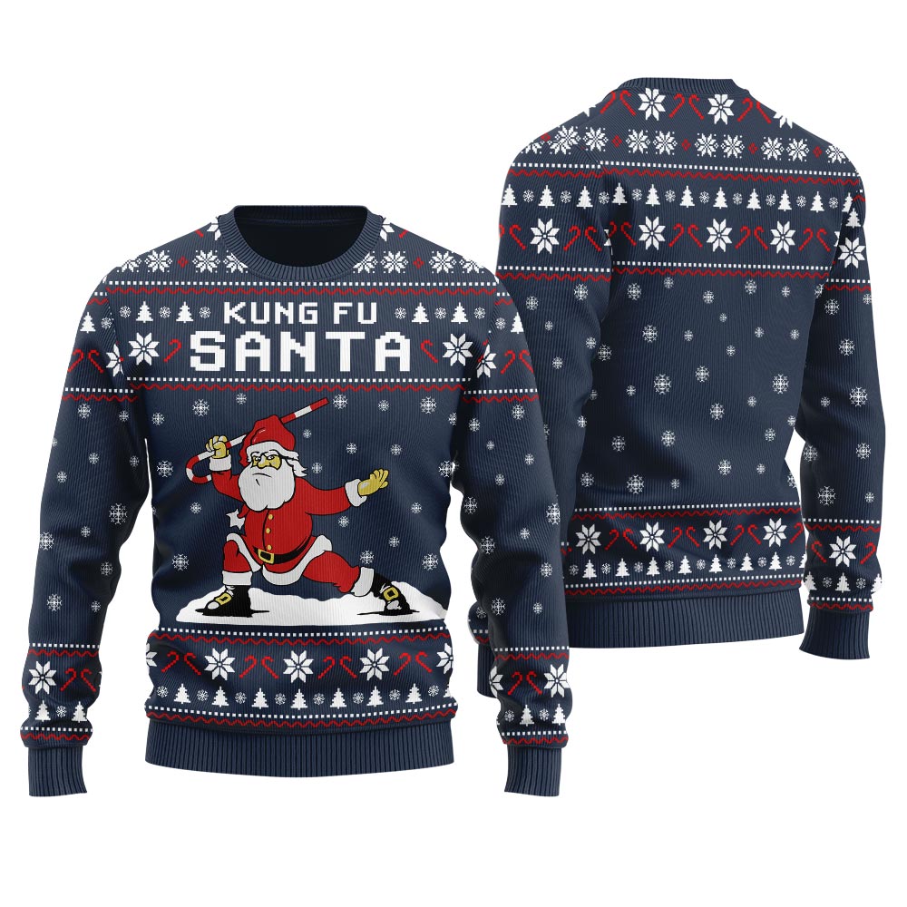 Kungfu Santa Men's Christmas Sweater