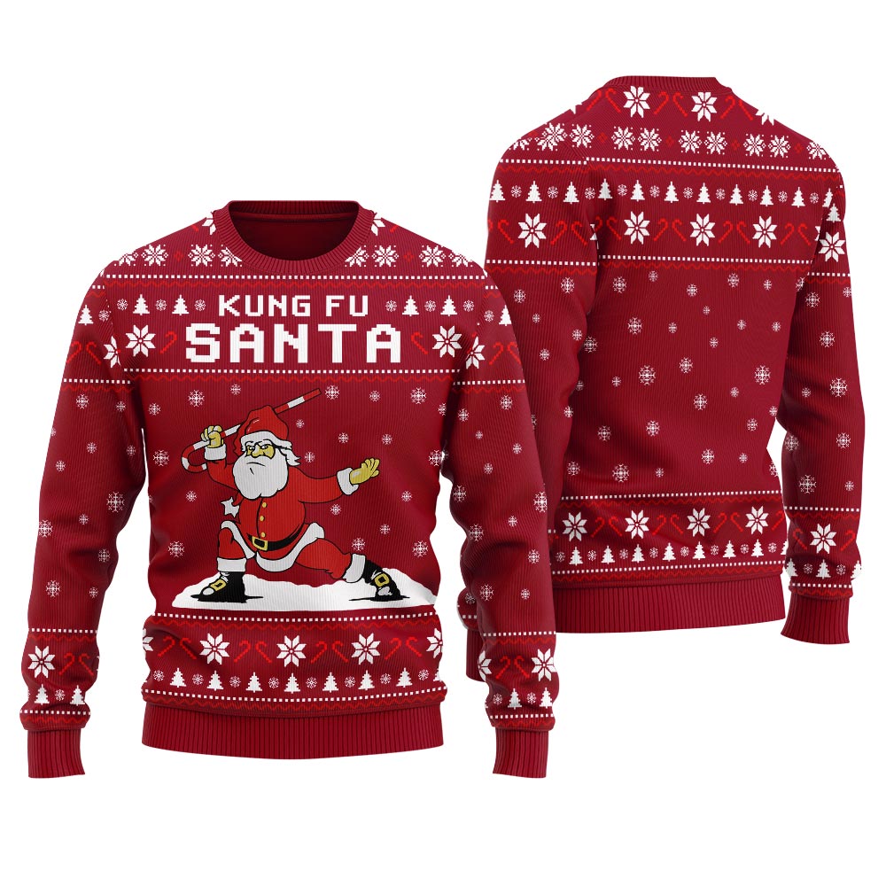 Kungfu Santa Men's Christmas Sweater