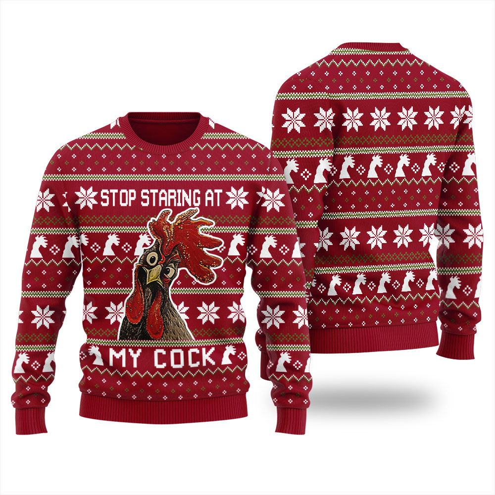 Funny Christmas Cock Ugly Christmas Sweater For Women