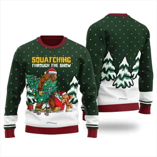 Believe In Bigfoot Ugly Christmas Sweater
