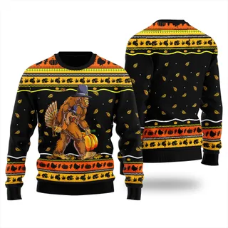 Bigfoot Turkey Christmas Sweater For Women