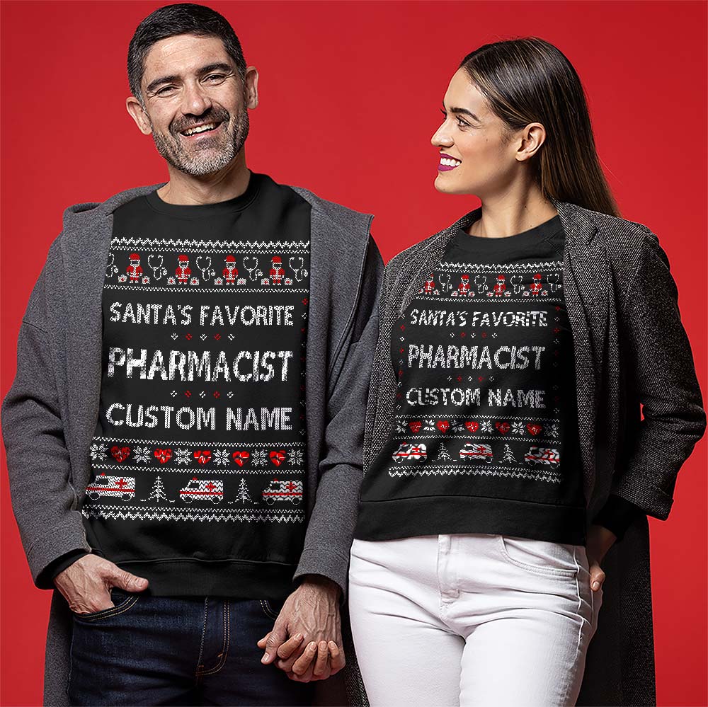 Custom Santas Favorite Pharmacists Ugly Sweater