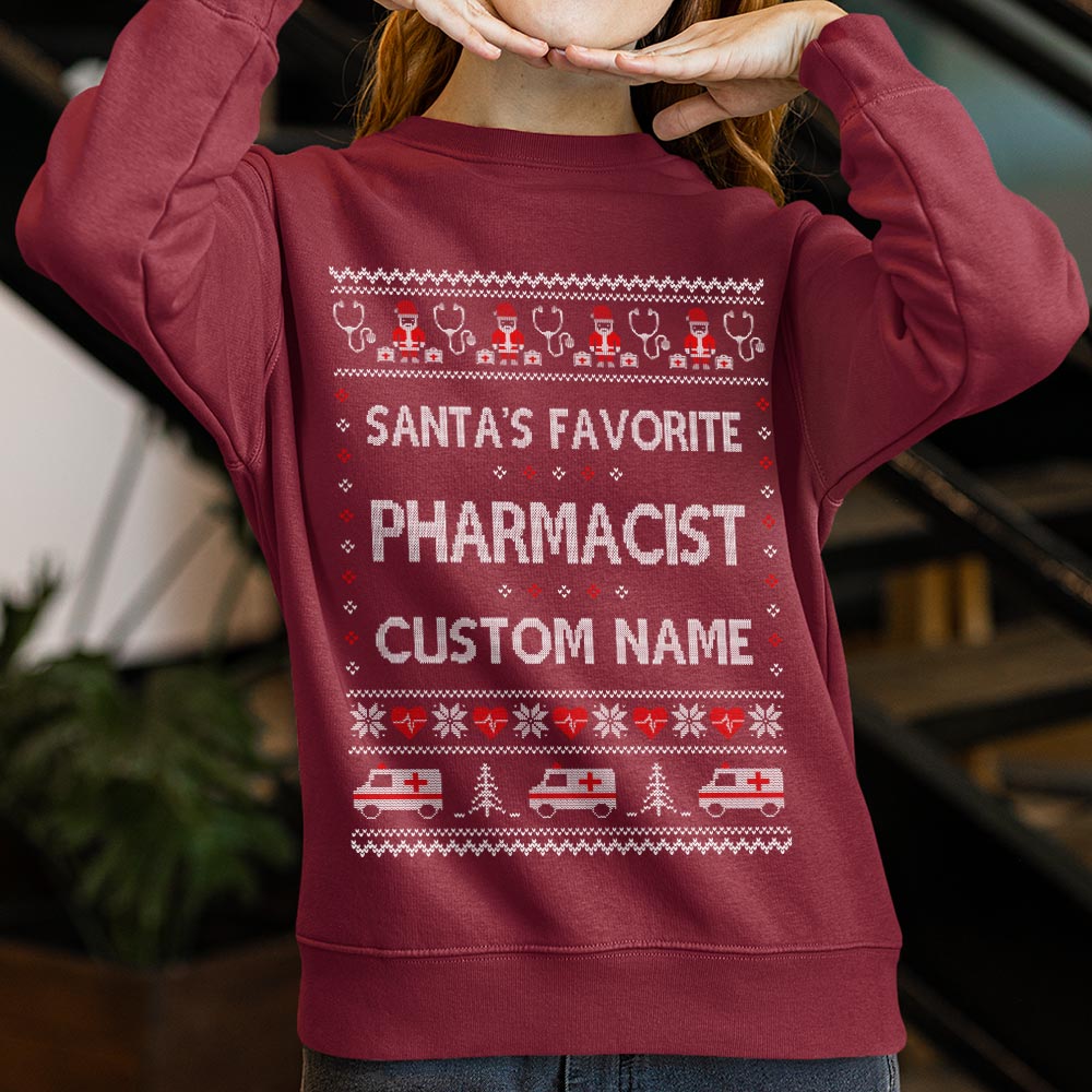 Custom Santas Favorite Pharmacists Ugly Sweater