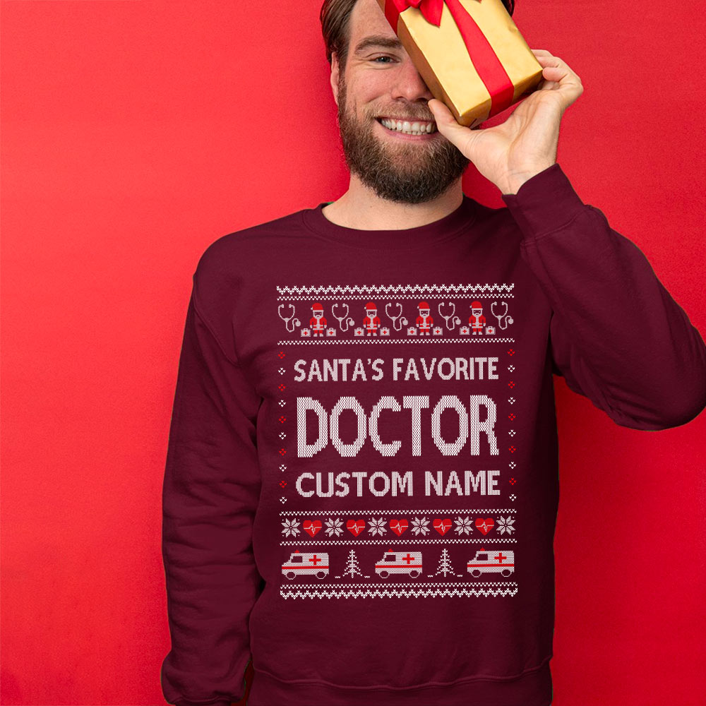 Custom Name Doctor Christmas Sweater Men