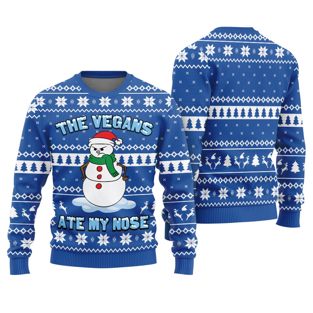 The Vegans Eat My Nose Snowman Christmas Sweater