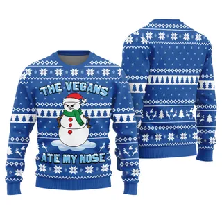 The Vegans Ate My Nose Snowman Men's Ugly Sweater