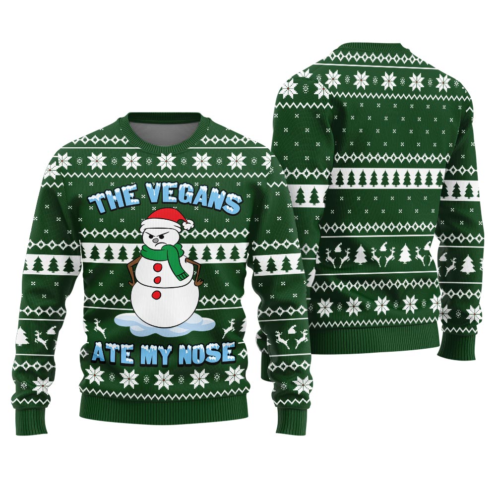 The Vegans Eat My Nose Snowman Christmas Sweater