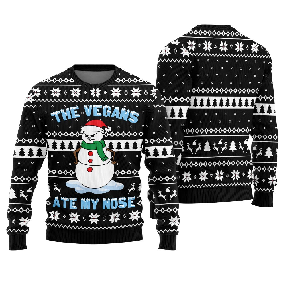 The Vegans Eat My Nose Snowman Christmas Sweater