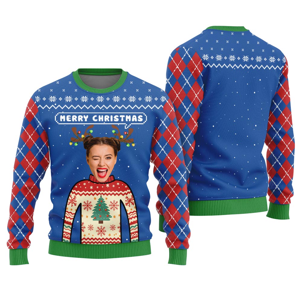 Merry Christmas Custom Ugly Sweater With Picture - variant image 1