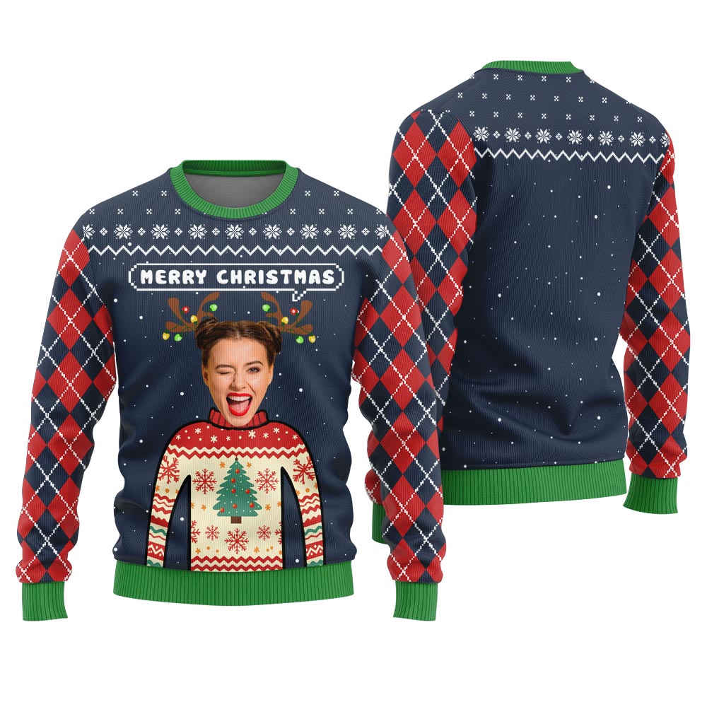 Merry Christmas Custom Ugly Sweater With Picture