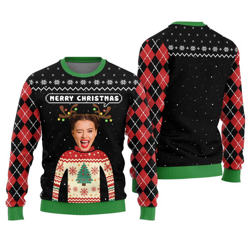 Merry Christmas Custom Ugly Sweater With Picture