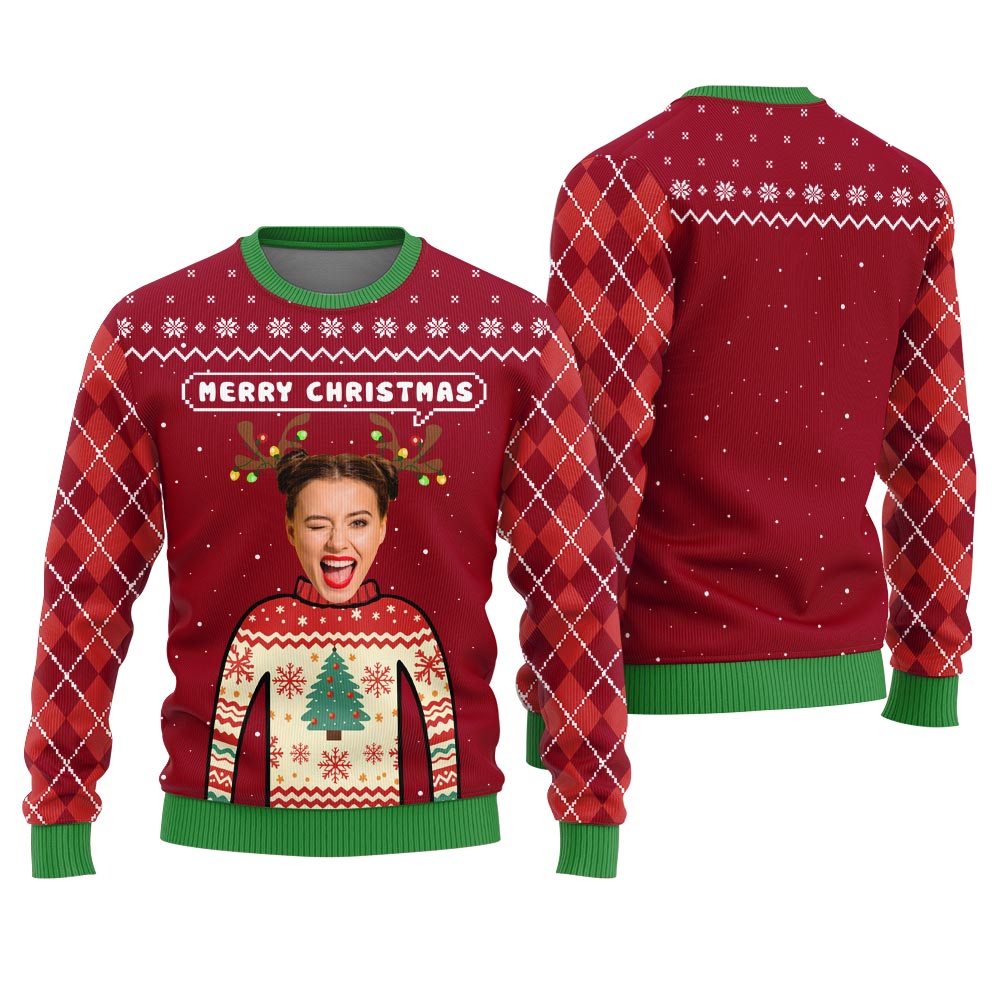 Merry Christmas Custom Ugly Sweater With Picture