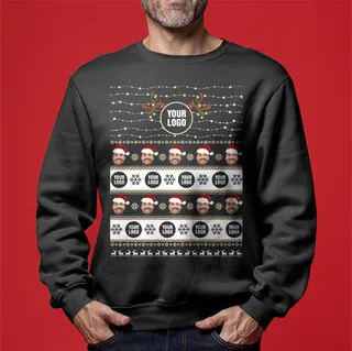 Custom Your Face And Logo Ugly Sweater Men's