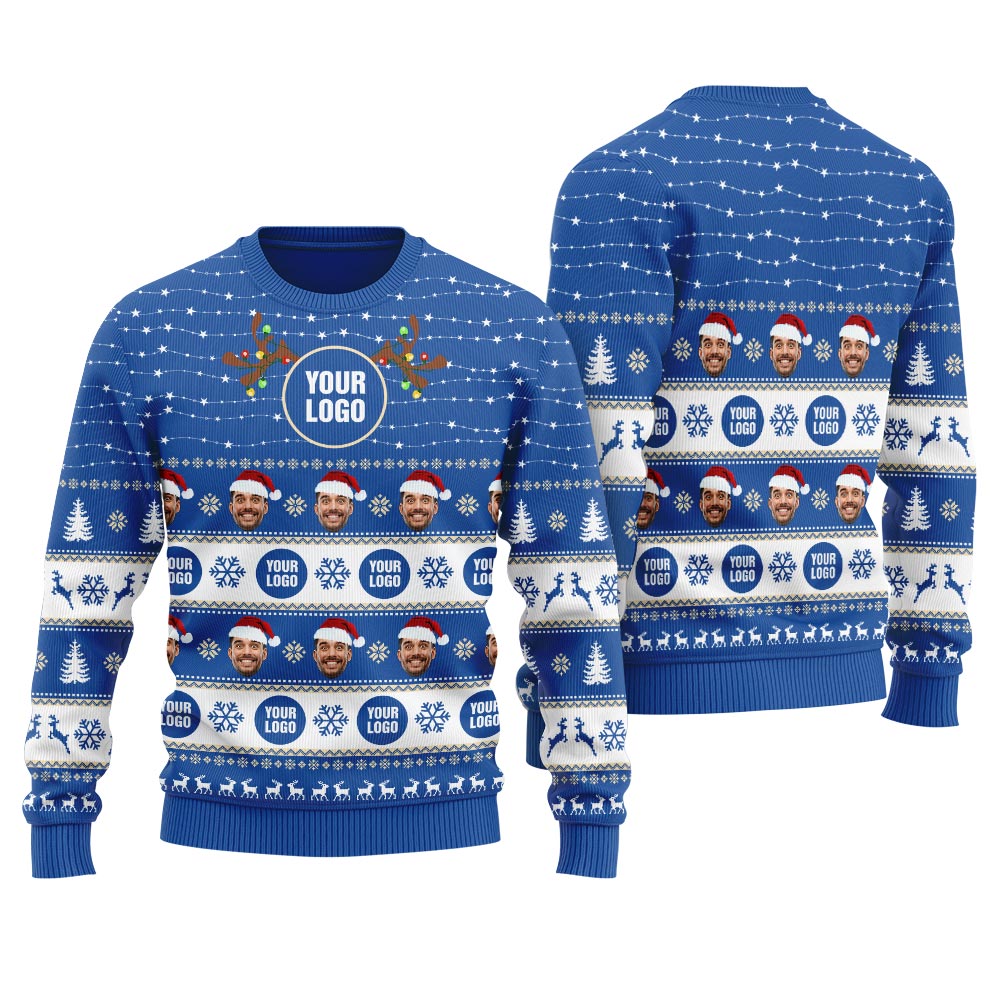Custom Your Face And Logo Christmas Sweater Men - variant image 1