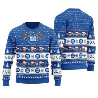 Custom Your Face And Logo Christmas Sweater Men