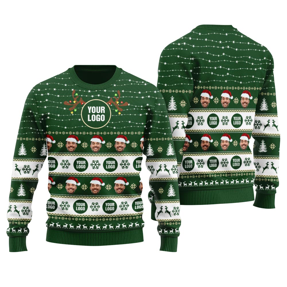 Custom Your Face And Logo Christmas Sweater Men