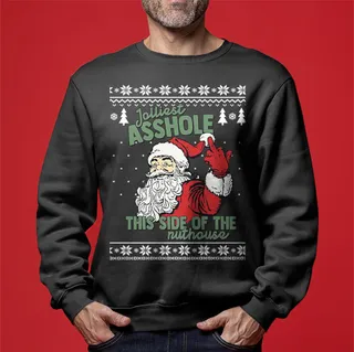 Naughty Santa Offensive Men's Ugly Sweater
