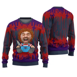 Personalized Face Killer Halloween Sweater Women's