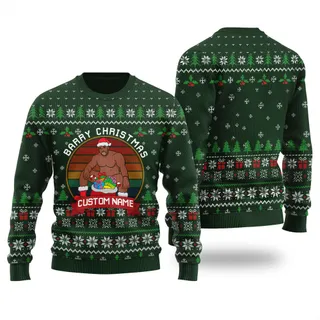 Inappropriate Barry Wood Christmas Custom Name Ugly Sweater