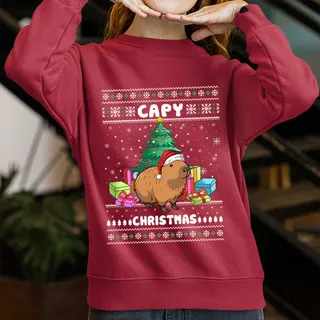Capybara Funny Christmas Sweaters Womens