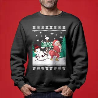 Snowman Santa Twerking Mens Ugly Sweater