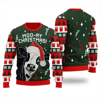 Unique Cow Mens Ugly Christmas Sweater