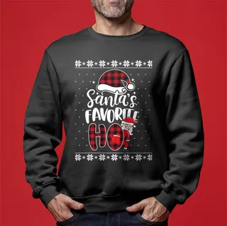 Merry Santa's Favorite HO Christmas Sweater Men
