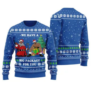 Humorous African American Santa Barry Wood Men's Ugly Christmas Sweater