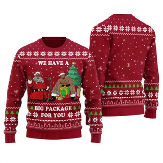 Funny African American Santa Barry Wood Ugly Christmas Sweater