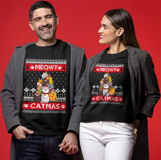 Meowy Christmas Cat Christmas Sweatshirt