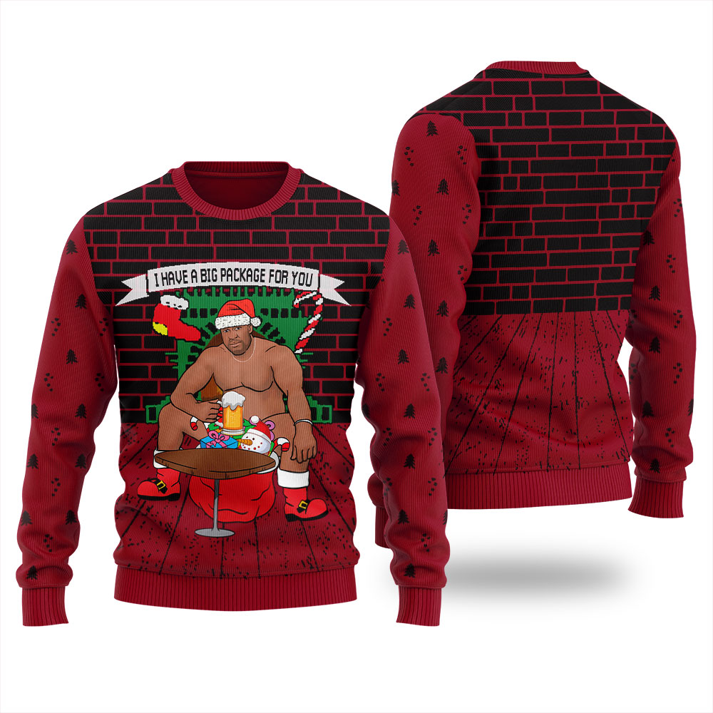 Hilarious Barry Wood Mens Ugly Sweater Cardinal Red - variant image 1