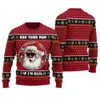 Nice Black Santa Holiday Sweater Cardinal Red - variant image 1